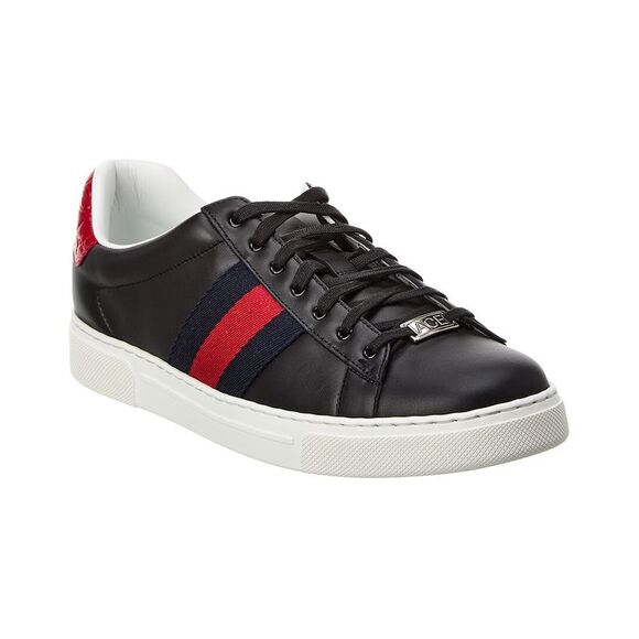 Gucci Ace Leather Sneaker, Black - Picture 1 of 5